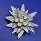 Vintage Edelweiß Brosche Alpen Blume Tracht Schmuck Metall Pin