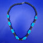 Boho Lavastein Kette mit Türkis Elementen und Strass