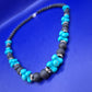 Boho Lavastein Kette mit Türkis Elementen und Strass