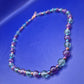 Vintage Kette mit Amethyst und Fluorit Perlen 925 Silber Verschluss