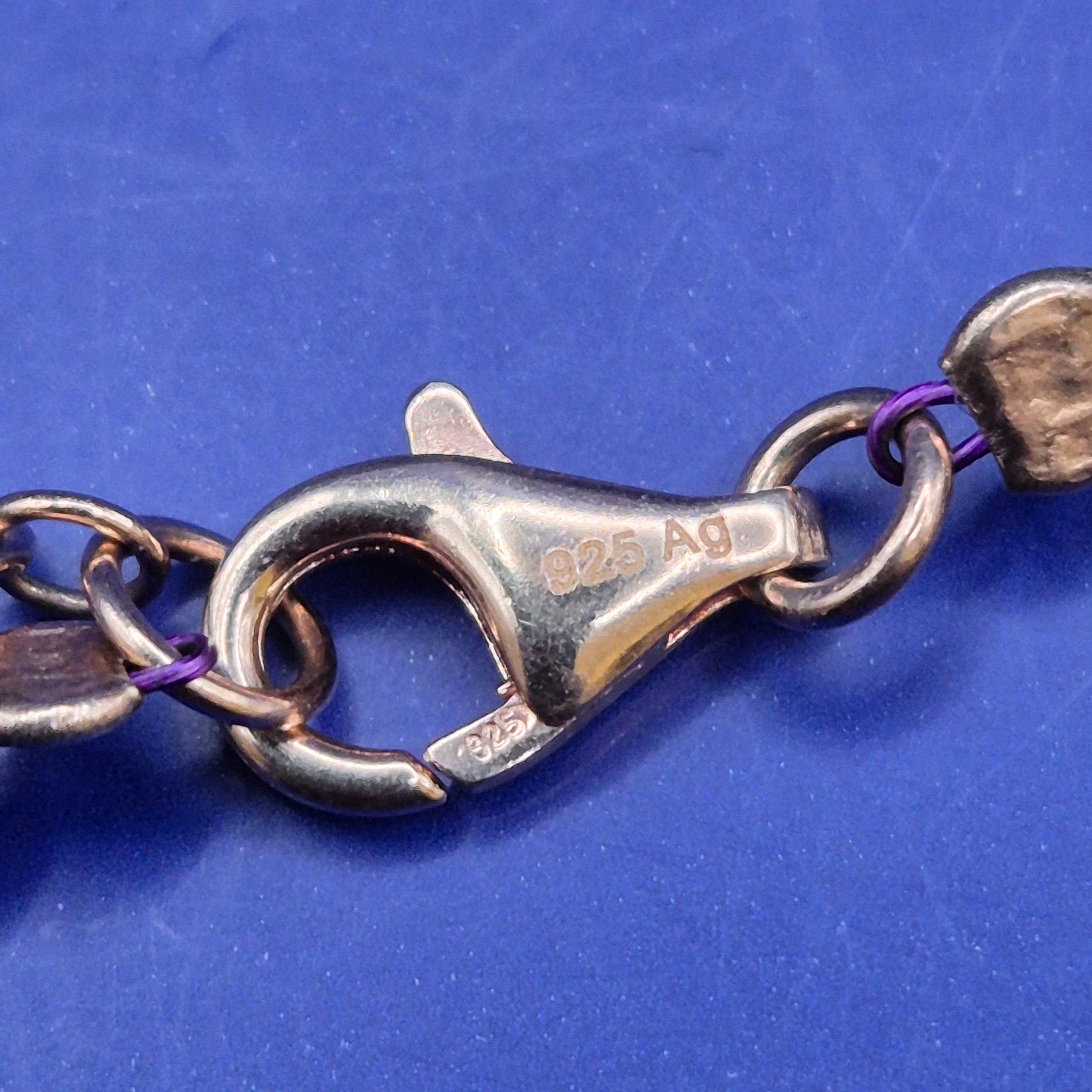Vintage Kette mit Amethyst und Fluorit Perlen 925 Silber Verschluss