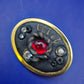 Vintage Brosche mit rotem Stein, Perle & Strass Goldfarben Schwarz