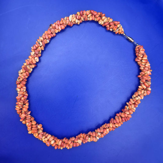 Vintage Naturstein Splitter Kette Orange Rot – Gedrehtes Design