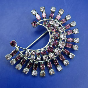 Vintage Brosche Strass LILA | Funkelnde Halbmond Brosche Mode Schmuck