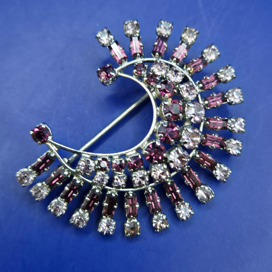 Vintage Brosche Strass LILA | Funkelnde Halbmond Brosche Mode Schmuck