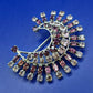 Vintage Brosche Strass LILA | Funkelnde Halbmond Brosche Mode Schmuck