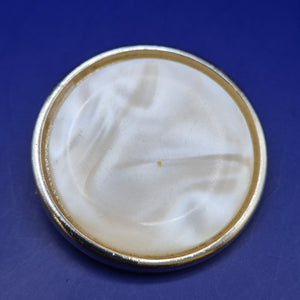 Elegante Vintage Brosche Perlmutt Optik Goldfarben Rund