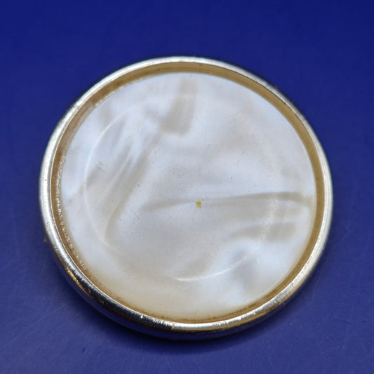 Elegante Vintage Brosche Perlmutt Optik Goldfarben Rund