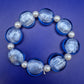 Blaues Murano Glas Folien Armband mit Perlen Vintage