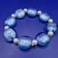 Blaues Murano Glas Folien Armband mit Perlen Vintage