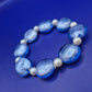 Blaues Murano Glas Folien Armband mit Perlen Vintage