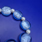 Blaues Murano Glas Folien Armband mit Perlen Vintage