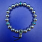 Silberfarbenes Perlen Armband mit Türkis & Abalone Inlays