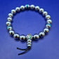 Silberfarbenes Perlen Armband mit Türkis & Abalone Inlays