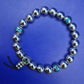 Silberfarbenes Perlen Armband mit Türkis & Abalone Inlays