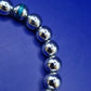 Silberfarbenes Perlen Armband mit Türkis & Abalone Inlays