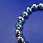 Silberfarbenes Perlen Armband mit Türkis & Abalone Inlays