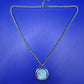 Vintage Edelstahl Kette mit Larimar Stein Anhänger