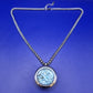 Vintage Edelstahl Kette mit Larimar Stein Anhänger