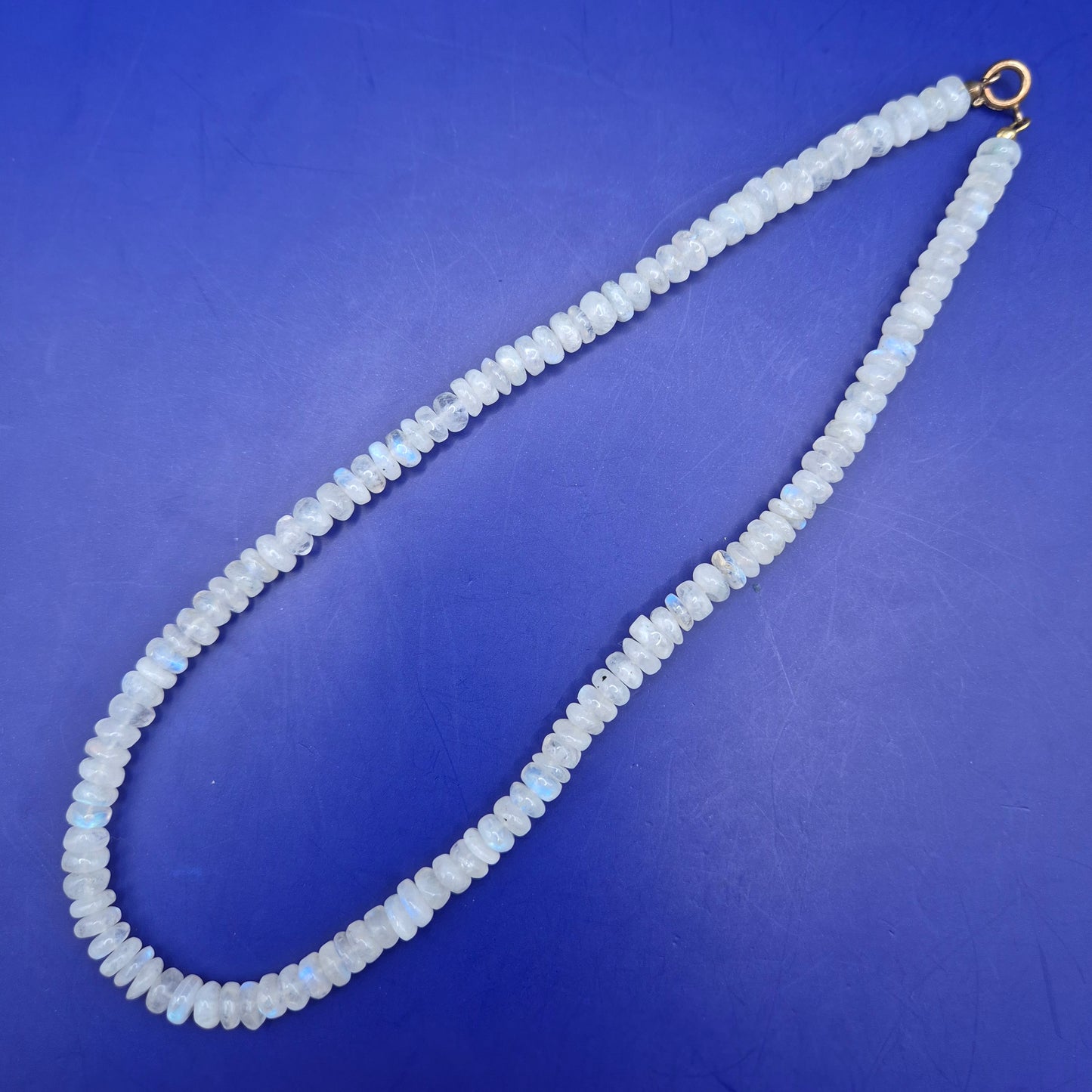 Vintage Mondstein Kette Collier mit facettierten Perlen und Verschluss