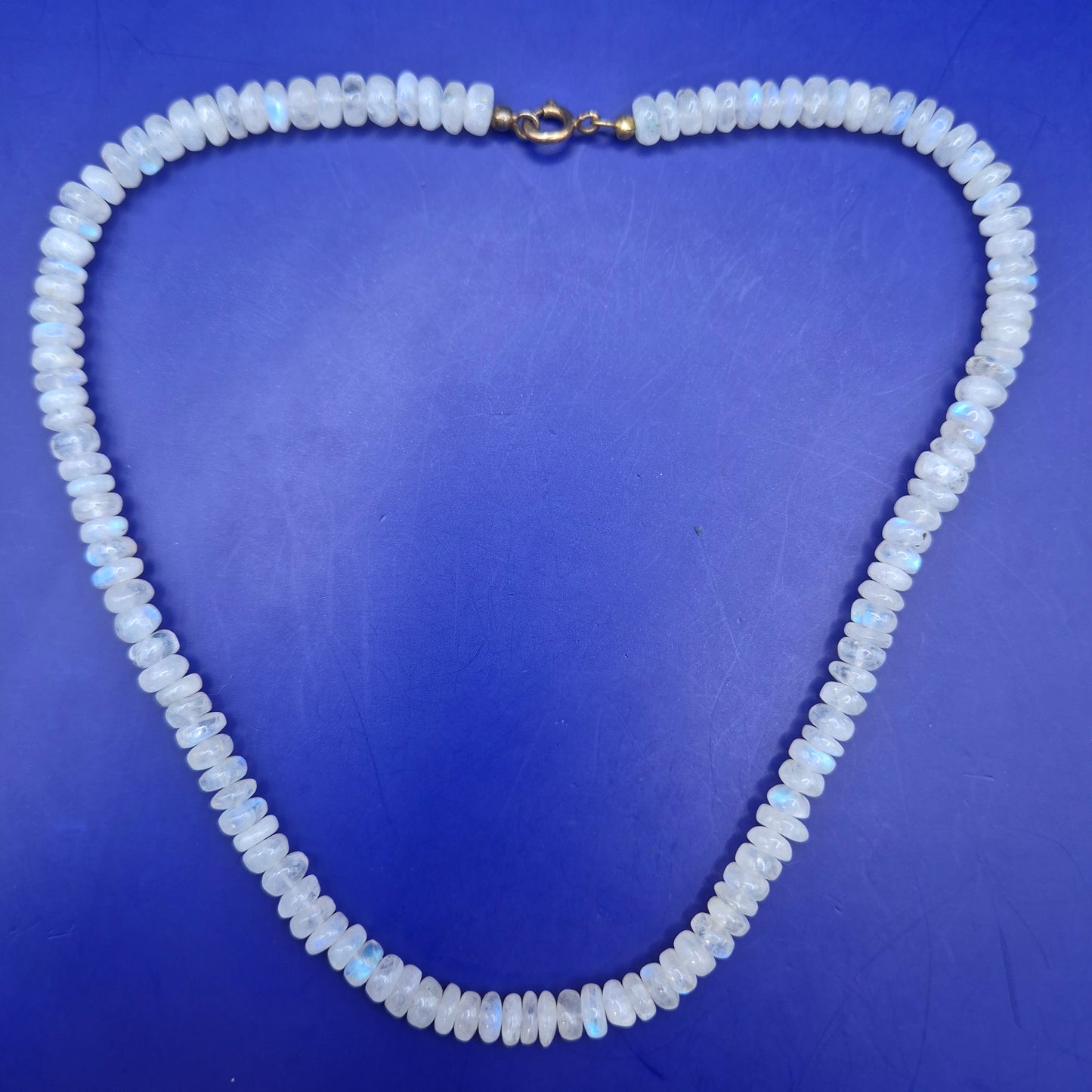 Vintage Mondstein Kette Collier mit facettierten Perlen und Verschluss