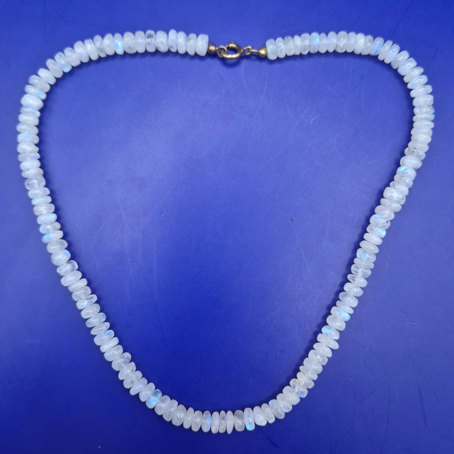 Vintage Mondstein Kette Collier mit facettierten Perlen und Verschluss
