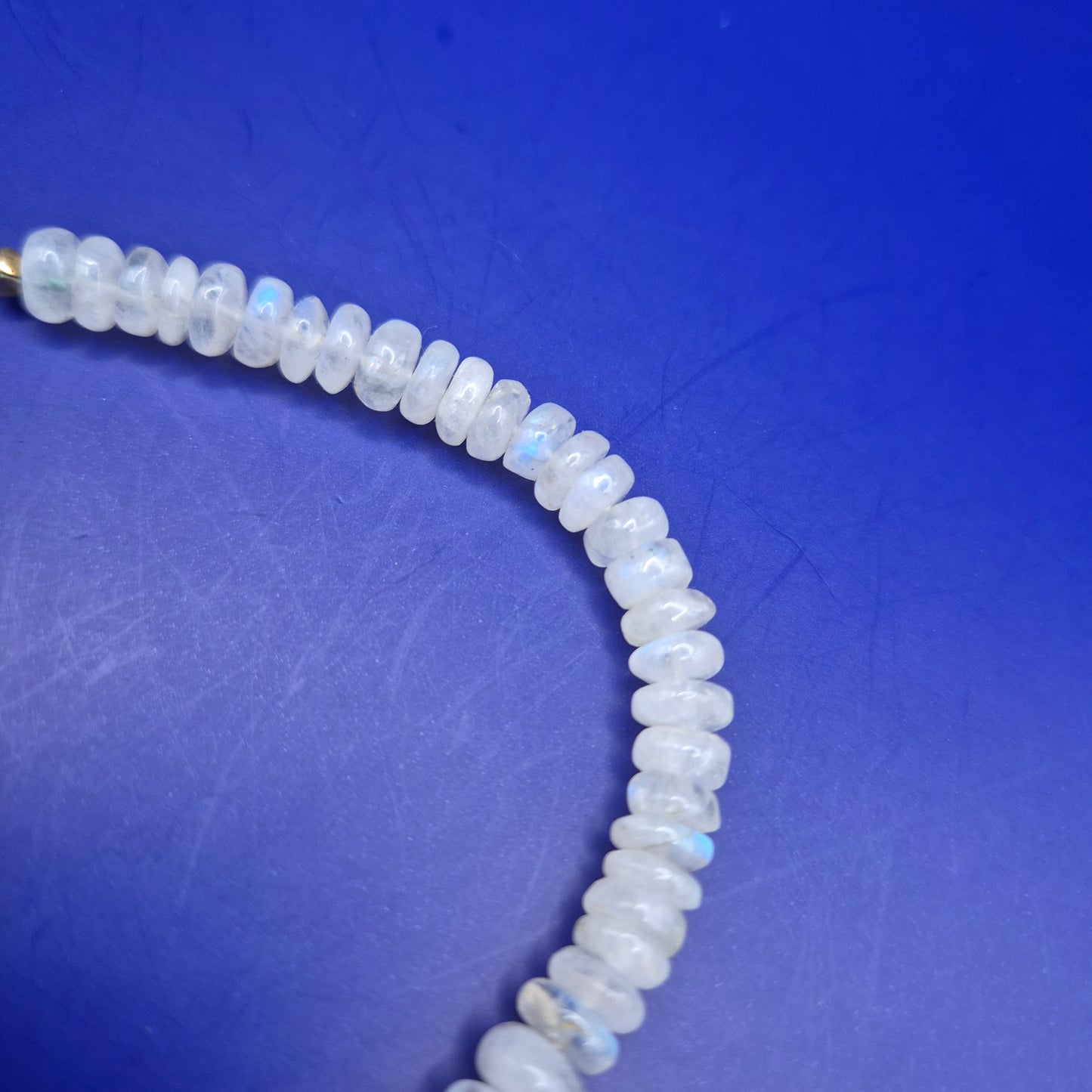 Vintage Mondstein Kette Collier mit facettierten Perlen und Verschluss