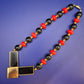 Designer Collier Statement Kette Schwarz Rot Goldfarben Art Deco Stil