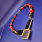 Designer Collier Statement Kette Schwarz Rot Goldfarben Art Deco Stil