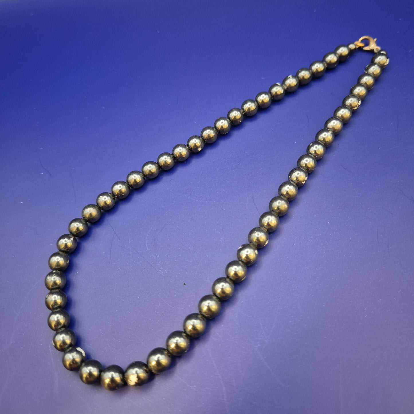 Elegante Vintage Hämatit Perlenkette in Grau Schwarz