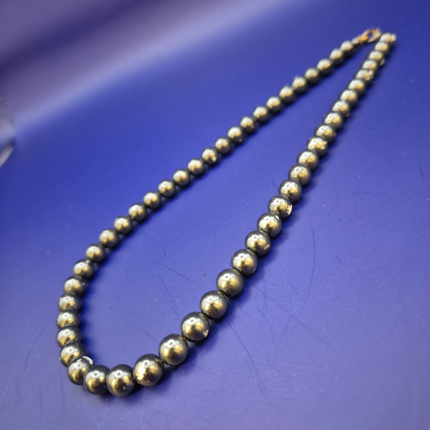 Elegante Vintage Hämatit Perlenkette in Grau Schwarz