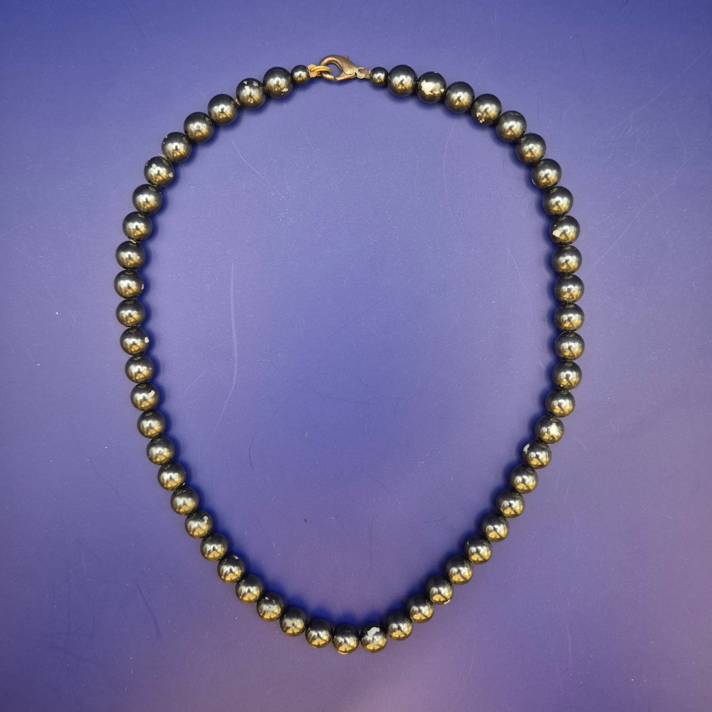 Elegante Vintage Hämatit Perlenkette in Grau Schwarz