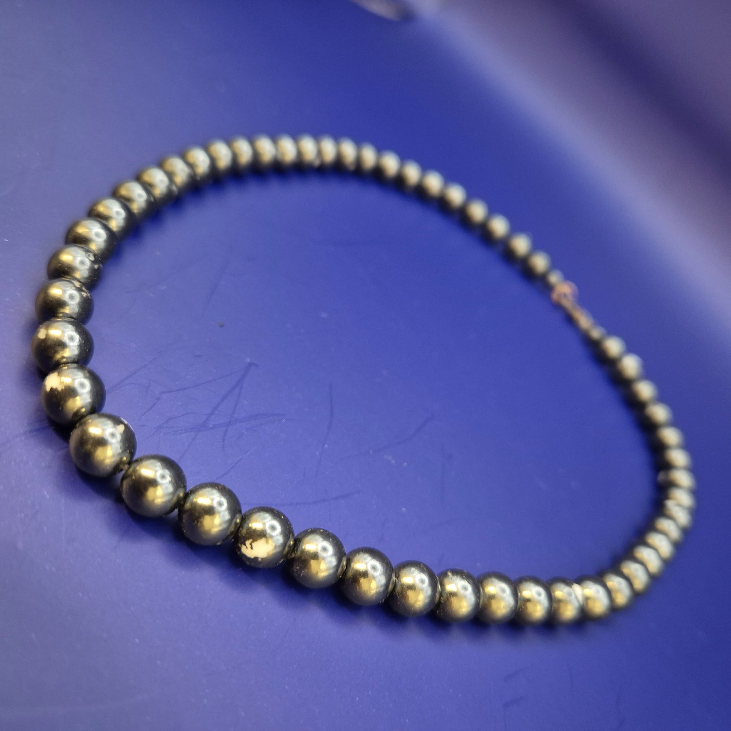 Elegante Vintage Hämatit Perlenkette in Grau Schwarz