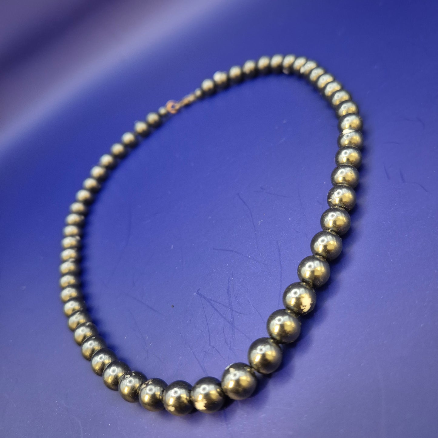 Elegante Vintage Hämatit Perlenkette in Grau Schwarz