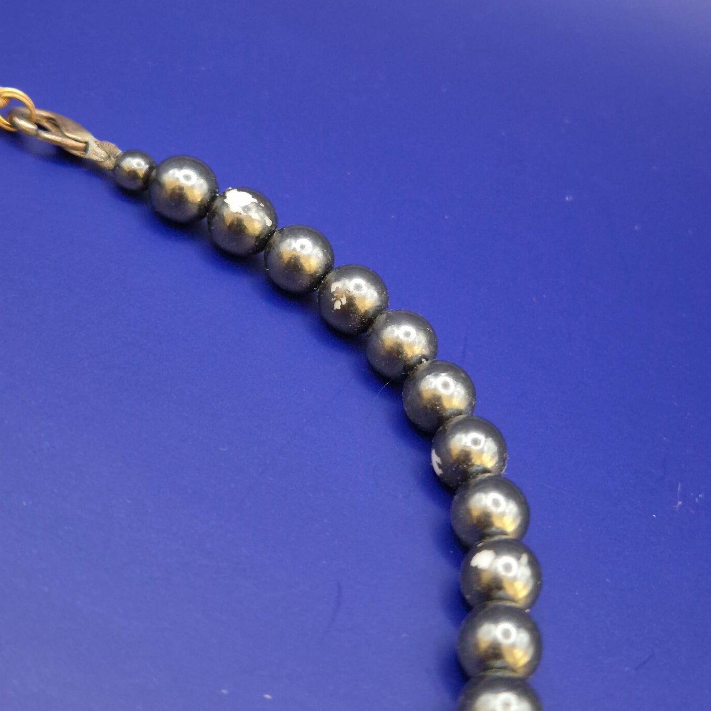 Elegante Vintage Hämatit Perlenkette in Grau Schwarz