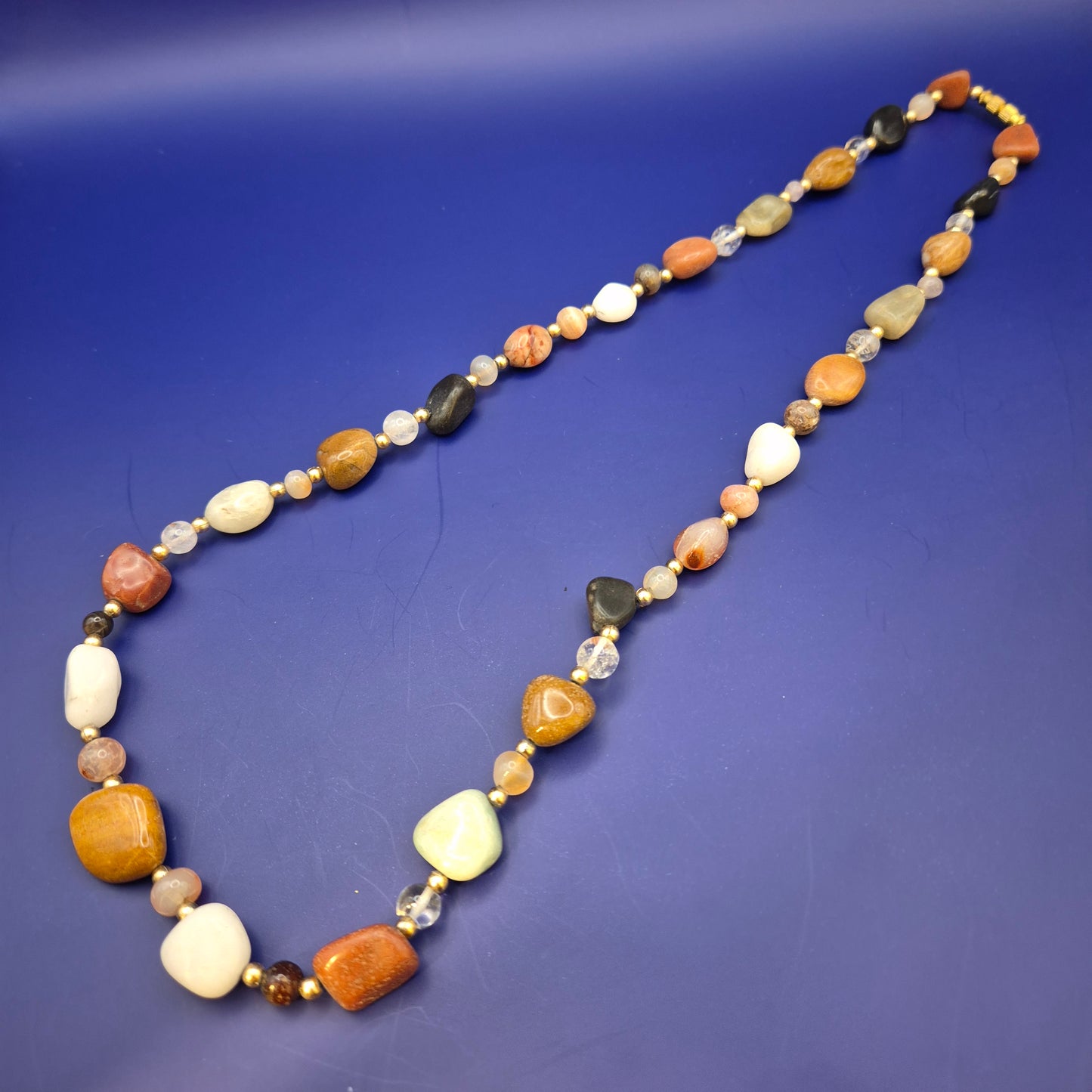 Bunte Edelstein Kette aus Naturstein Splittern Vintage