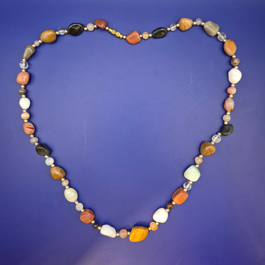 Bunte Edelstein Kette aus Naturstein Splittern Vintage