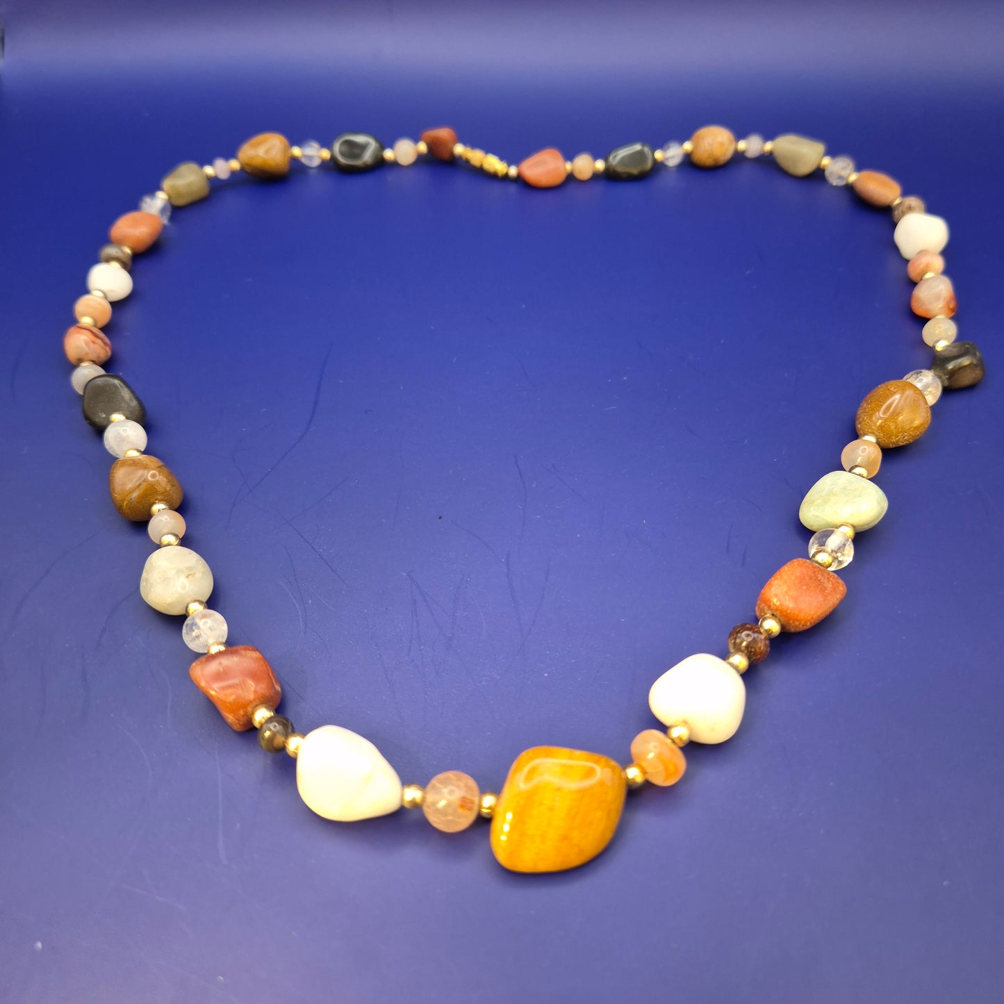 Bunte Edelstein Kette aus Naturstein Splittern Vintage