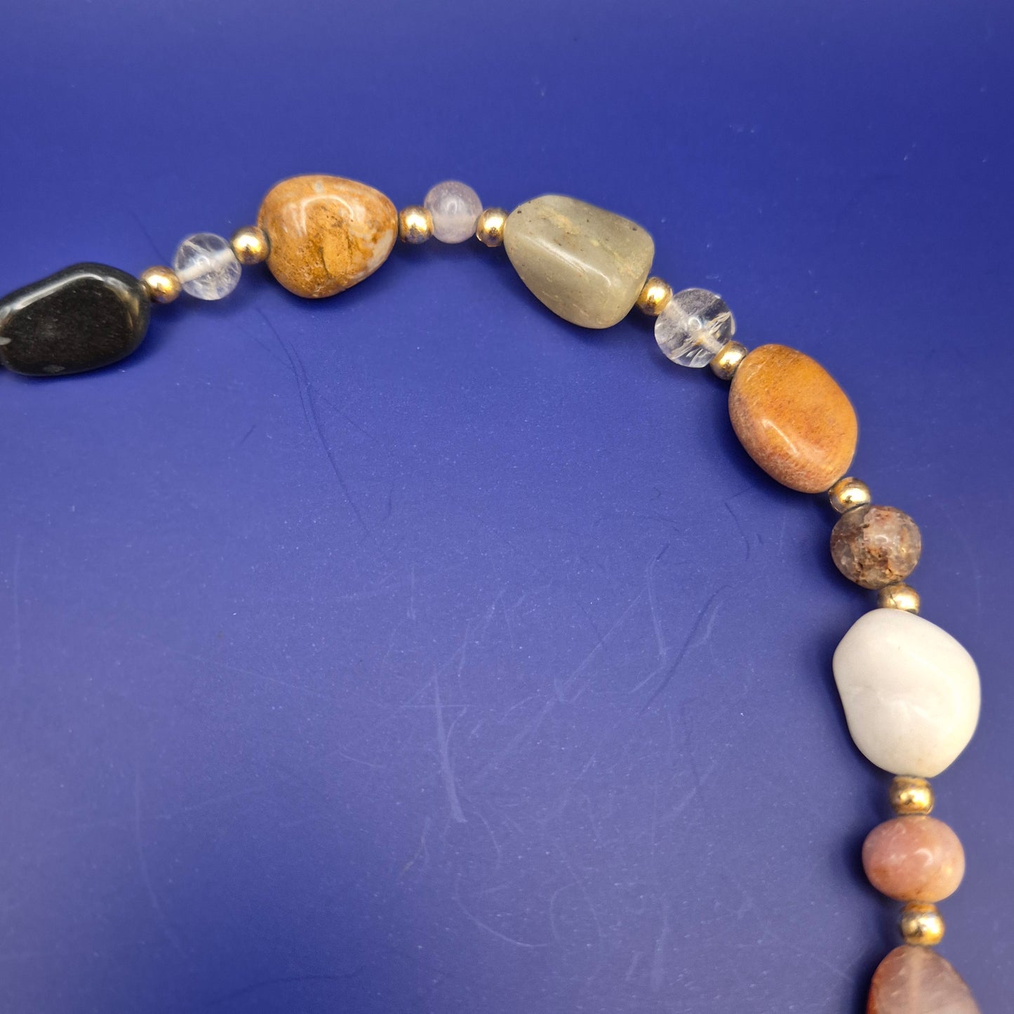 Bunte Edelstein Kette aus Naturstein Splittern Vintage