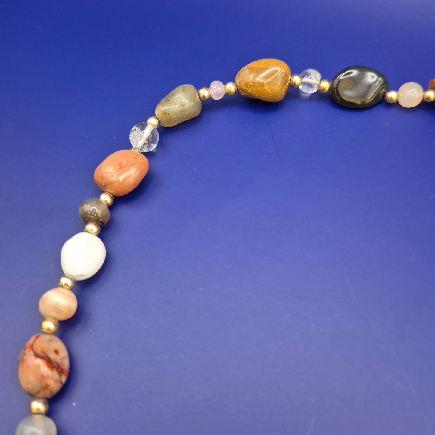 Bunte Edelstein Kette aus Naturstein Splittern Vintage