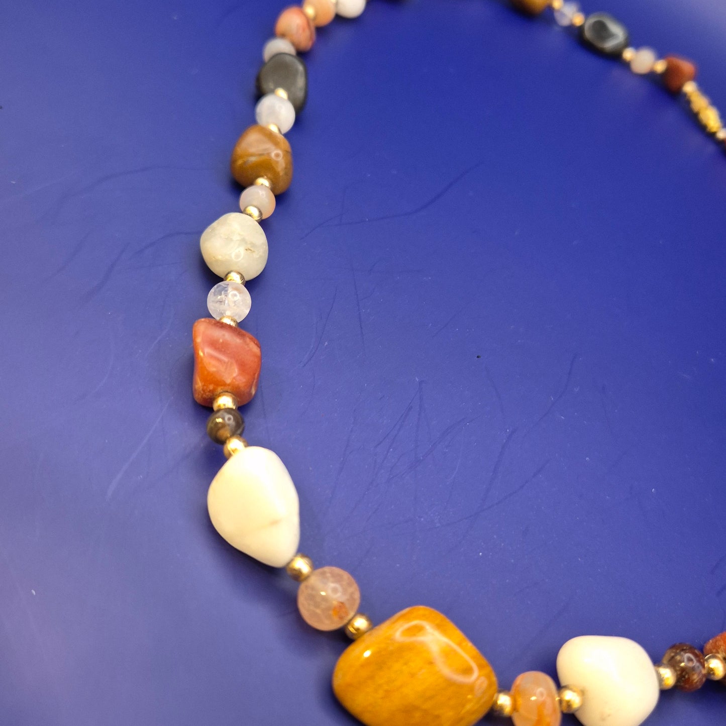 Bunte Edelstein Kette aus Naturstein Splittern Vintage