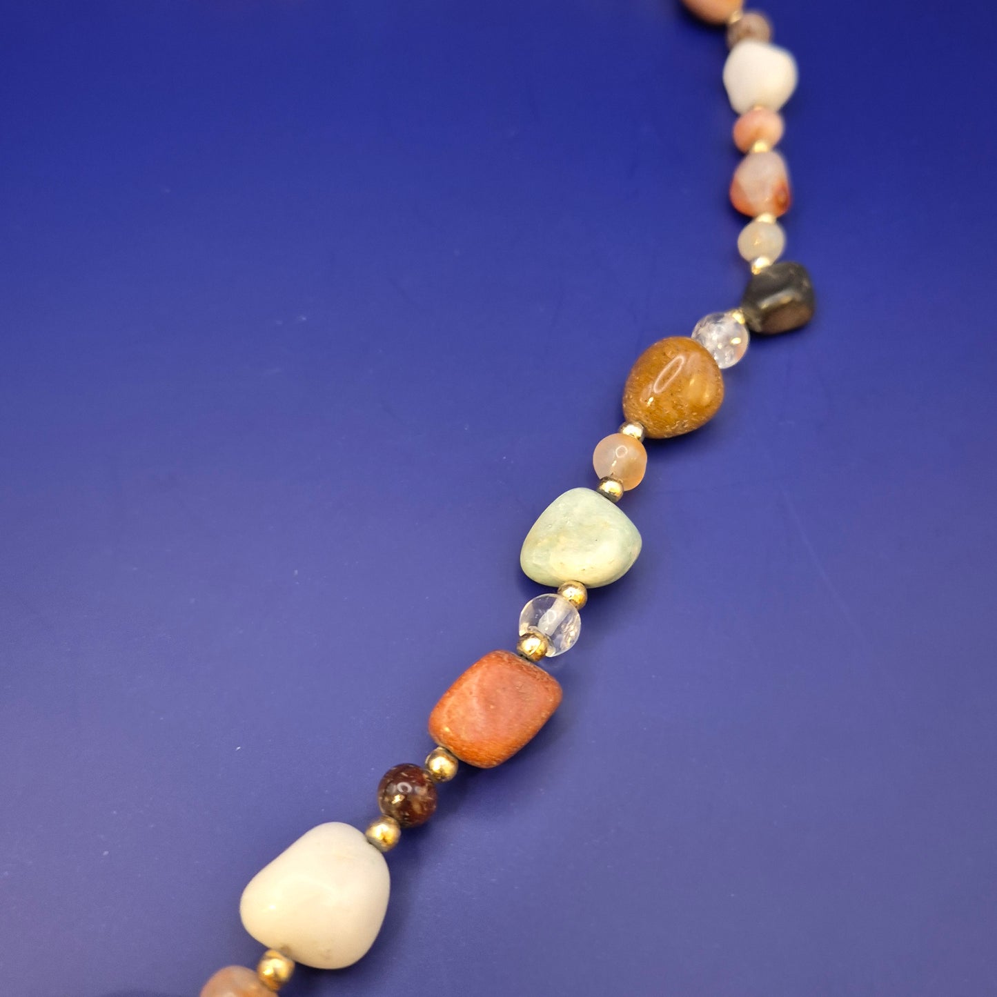 Bunte Edelstein Kette aus Naturstein Splittern Vintage