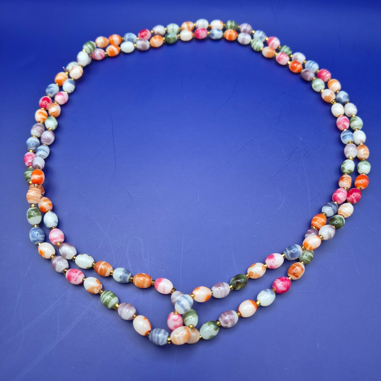 Bunte Perlenkette aus Achat oder Glasperlen Vintage
