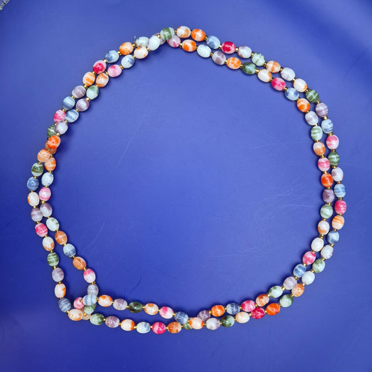 Bunte Perlenkette aus Achat oder Glasperlen Vintage