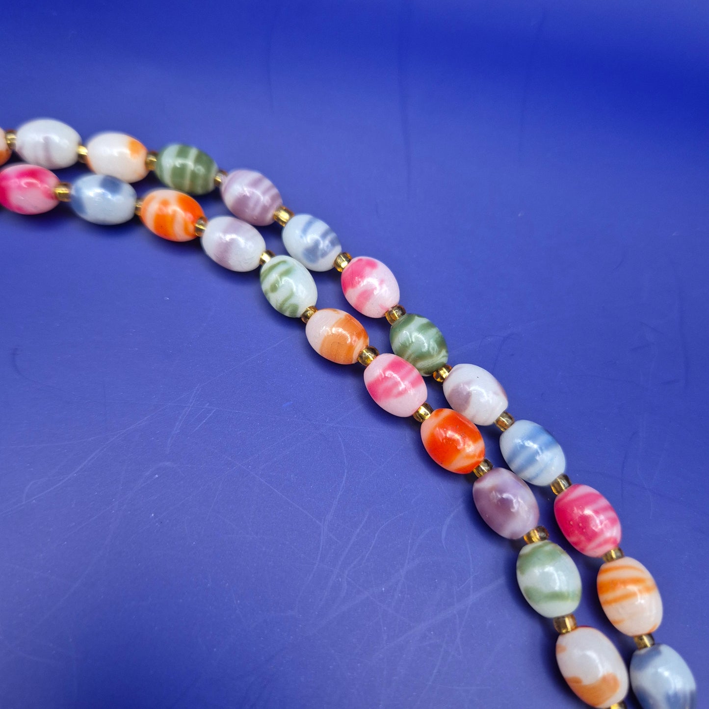 Bunte Perlenkette aus Achat oder Glasperlen Vintage