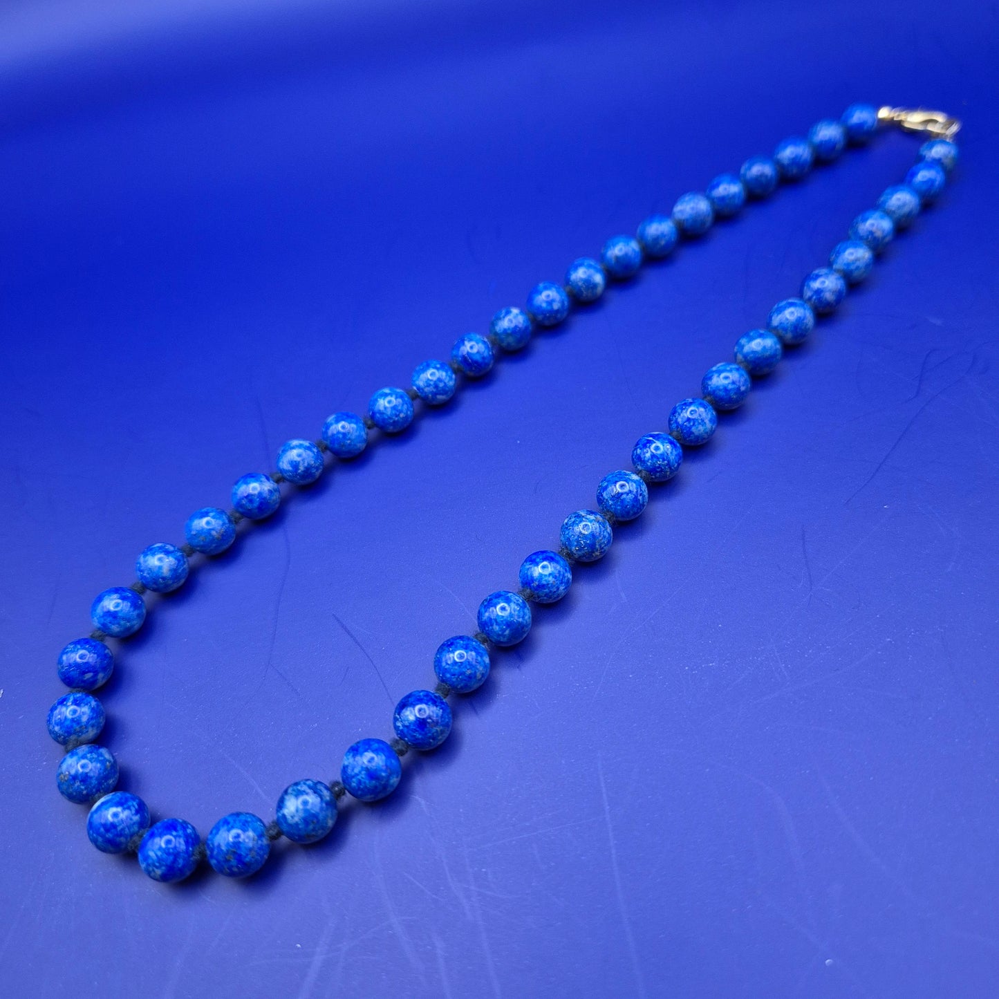 Vintage Kette Lapislazuli Perlenkette Blau Boho Klassisch