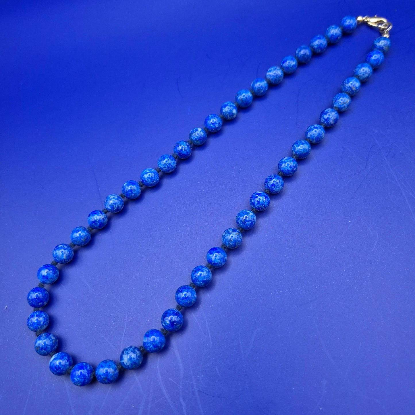 Vintage Kette Lapislazuli Perlenkette Blau Boho Klassisch