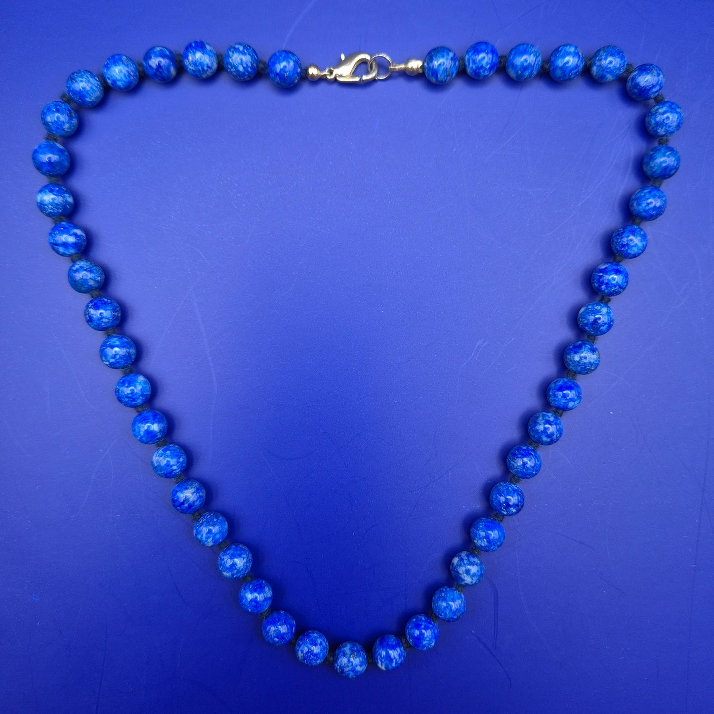 Vintage Kette Lapislazuli Perlenkette Blau Boho Klassisch