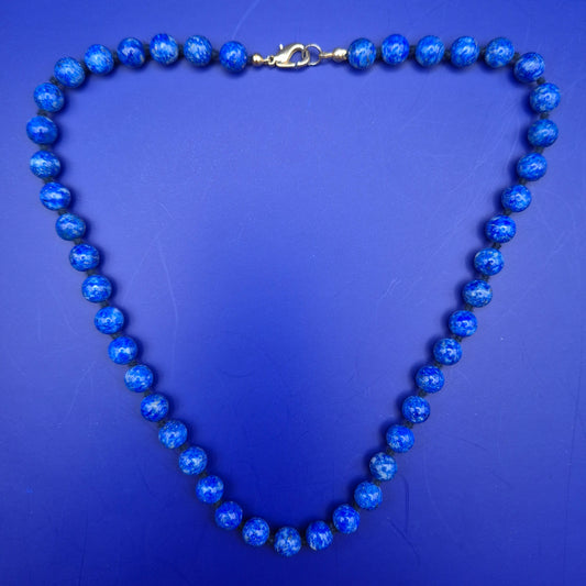 Vintage Kette Lapislazuli Perlenkette Blau Boho Klassisch