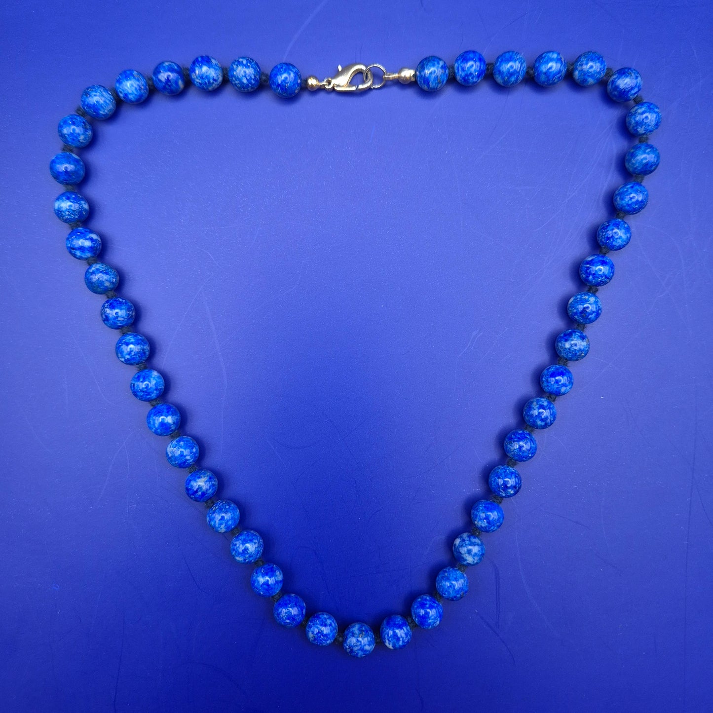 Vintage Kette Lapislazuli Perlenkette Blau Boho Klassisch